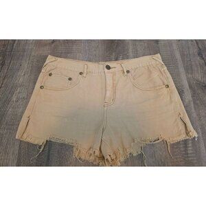 Free People Tan Frayed Hem Cutoff Lightweight Shorts size 30 Neutral